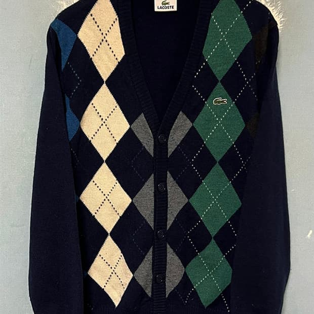 라코스테 남자 아가일 가디건 울 캐주얼 L 95-100