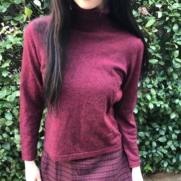 Wool Turtle Neck Knit(Burgundy