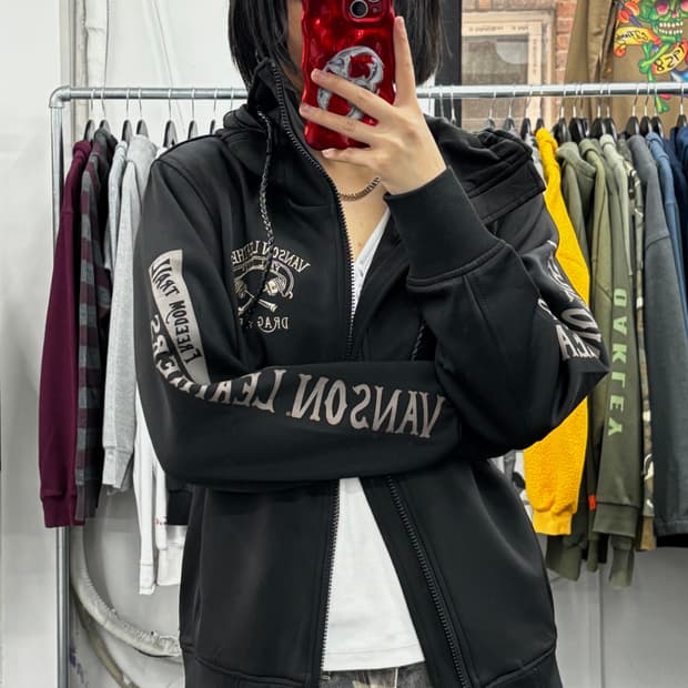 밴슨 레더 하이넥 후드집업