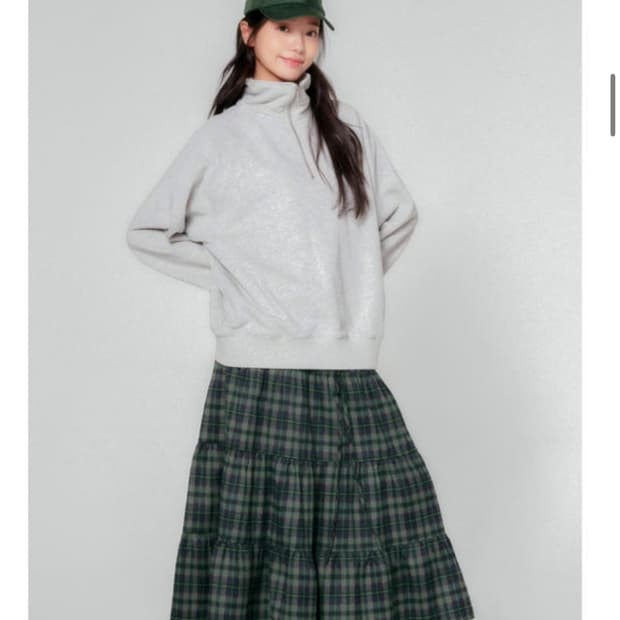 멜로토리 체크 롱 스커트 