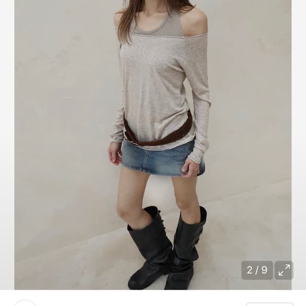 오운서 세미 루즈 러프 컷 롱슬리브 오트베이지 m