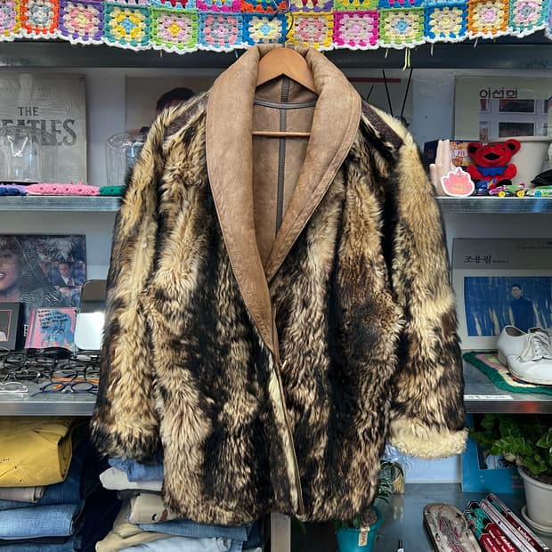 90s Real Lamb Fur Coat Rea Shearling Mix