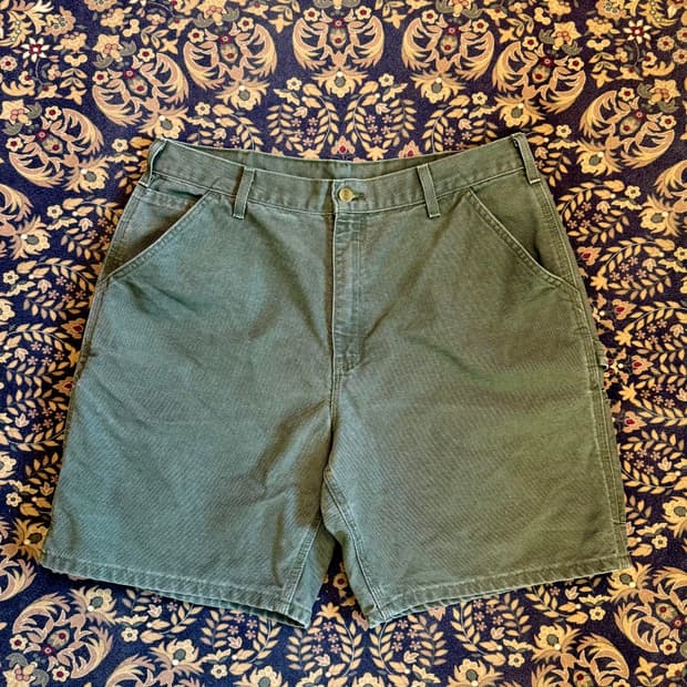 00s OG 칼하트 카펜터 싱글니 쇼츠 모스그린