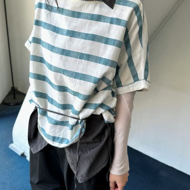 Wide sleeve jacquard fabric shirt top
