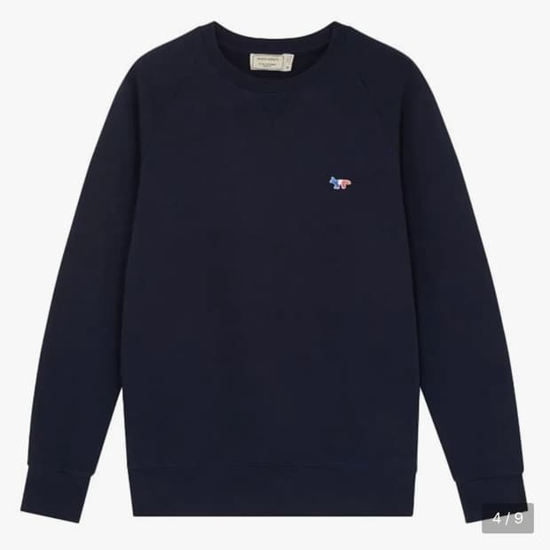 메종 키츠네 트라이컬러 폭스 패치 스웨트셔츠 네이비