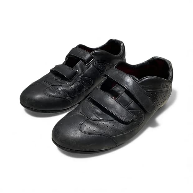 [285] 프라다 스포츠 더블 블랙 레더 로고 스트랩 스니커즈