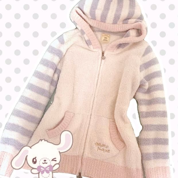 젤라또피케 스트라이프 퍼 후드 집업