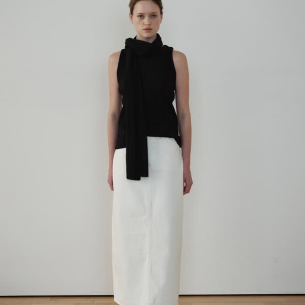 아르토 Pleats Top & Scarf Set_Black