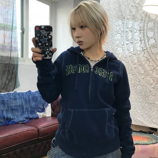 아베크롬비 여성 반집업 기모 후드티 