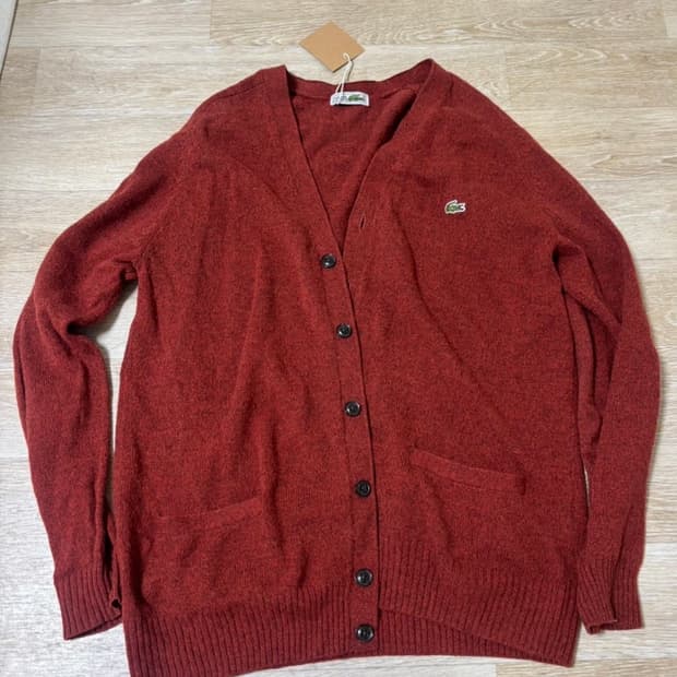 일본 라코스테 버건디 가디건 L 사이즈