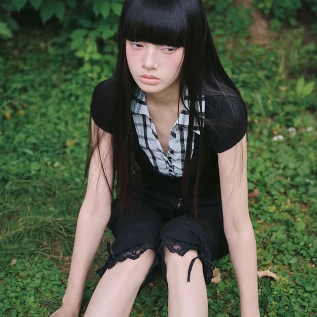 LAYERED COLLAR T MINT BLACK
