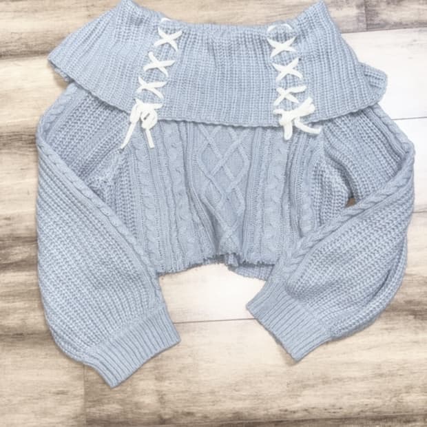 엑시즈팜 소라 레이스업 니트 오프숄더 모리 페어리 히메갸루 일본 빈티지