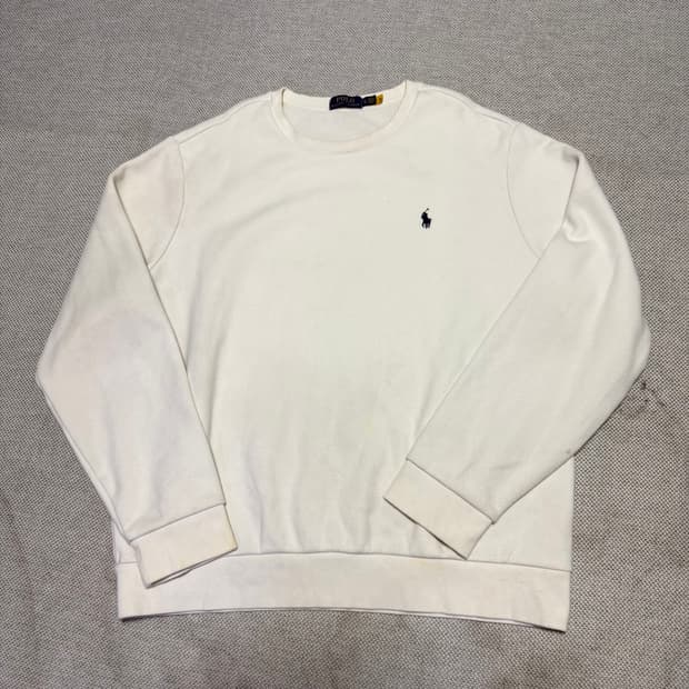 폴로 랄프로렌 화이트 기모 맨투맨