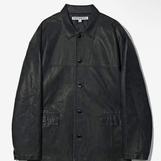 파르티멘토 VTG 워시드 레더 카 코트 블랙 L 카코트 car coat