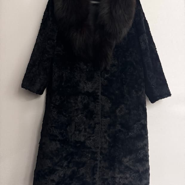 최고급 양피 카라쿨 폭스퍼 카라 양털 아스트라칸 코트