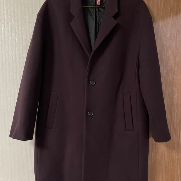 SYSTEM HOMME 시스템옴므 캐시미어 블렌드 양모 싱글 코트 버건디