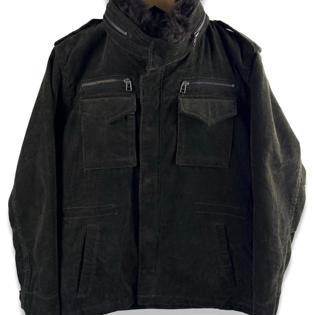 JPN 퍼카라 코듀로이 카키 자켓2353