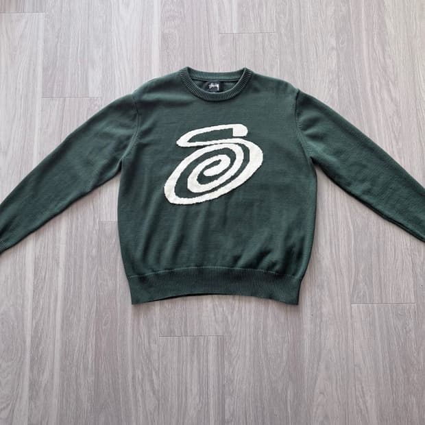 스투시 컬리 S 스웨터 그린