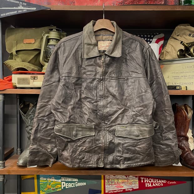 90s DIESEL 디젤 카우하이드 리얼 레더 소가죽 벨크로 헌팅 코트