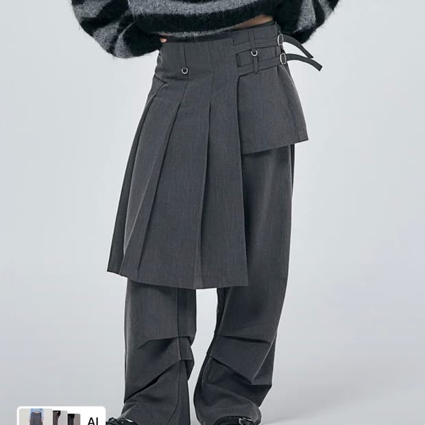스키즘인듀싱 ASYMMETRY SKIRT SLACKS GREY