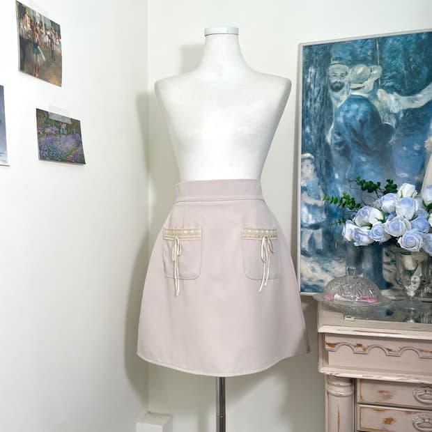 sheer pink lace point midi skirt