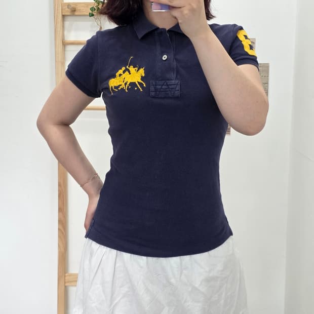 [프립]XS/딱붙핏 랄프로렌 빅포니 네이비 반팔카라티