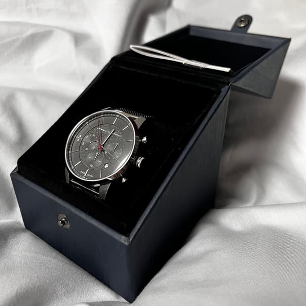 넘버나인x엔젤클로버 뮤직노트 실버 스트랩 워치