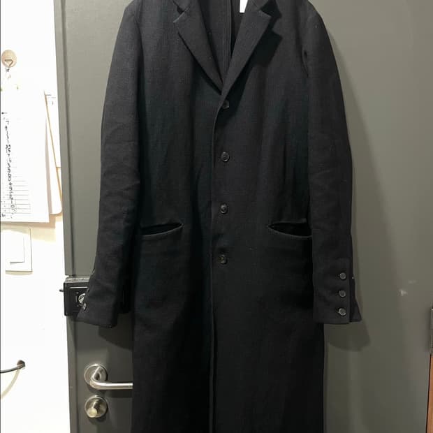 M.A+ 4 BOTTON BLACK STILL UNLINED COAT