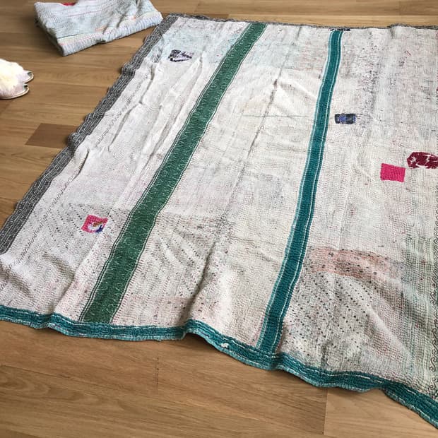 [직수입] 빈티지 인도 패브릭 커버렛 러그 이불 블랭킷