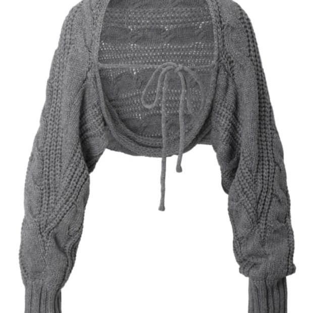 쓰리타임즈 케이블 볼레로 그레이