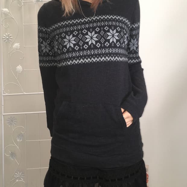 jpn vintage charcoal nordic hood knit