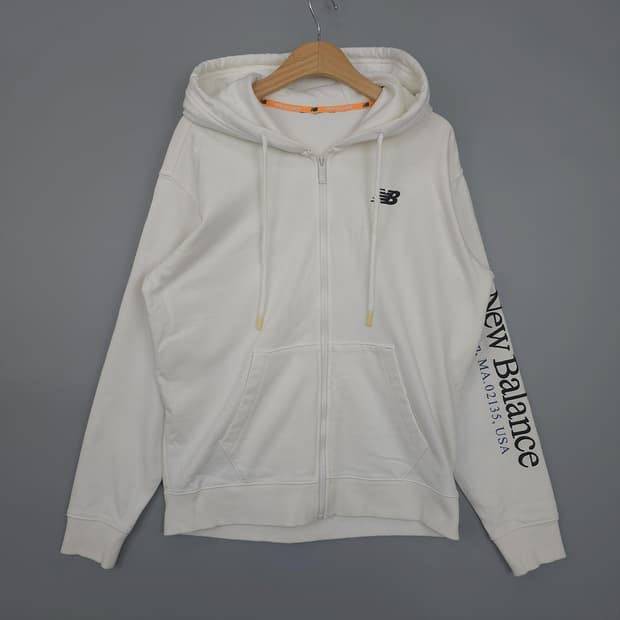 뉴발란스 New Balance 심플 로고 후드집업 화이트 95(M)