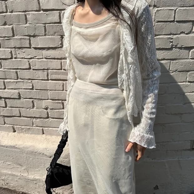 레이스 셔링 가디건 샵페어리