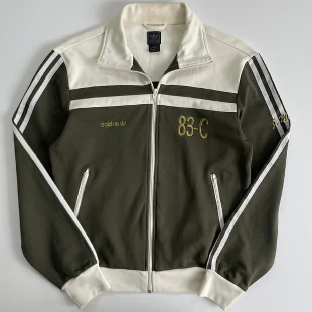 Adidas 아디다스 00‘s 카키 아이보리 배색 배켄자우어 트랙탑 자켓