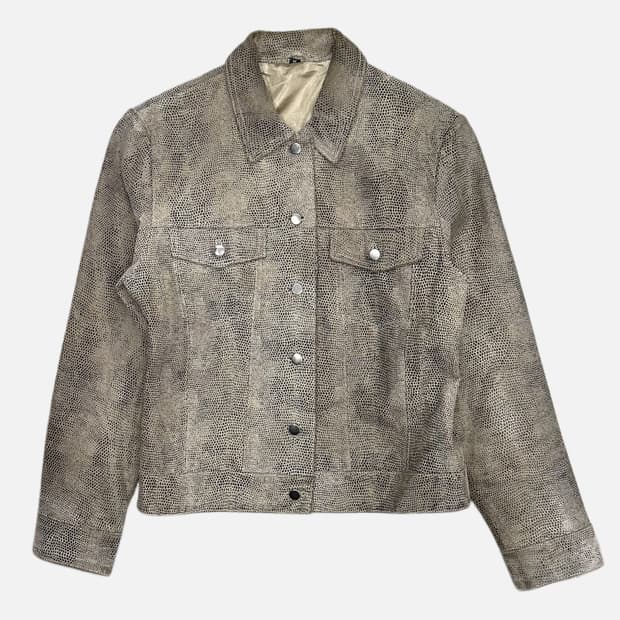 python pattern trucker jacket