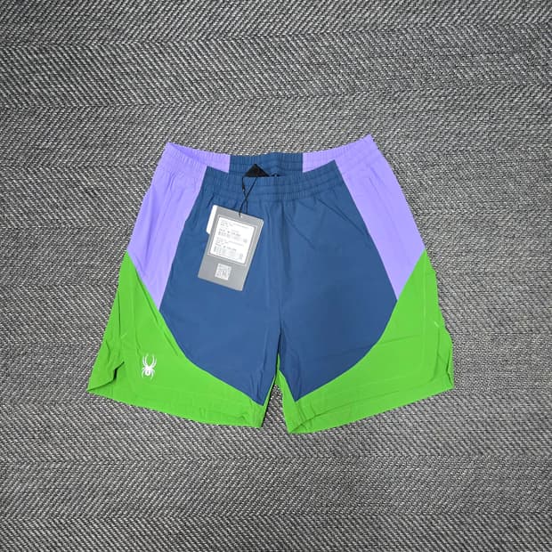 스파이더 컬러블록 우븐 반바지