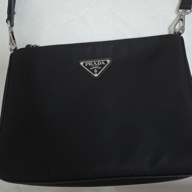 프라다 리나일론 앤 사피아노 숄더백 블랙 