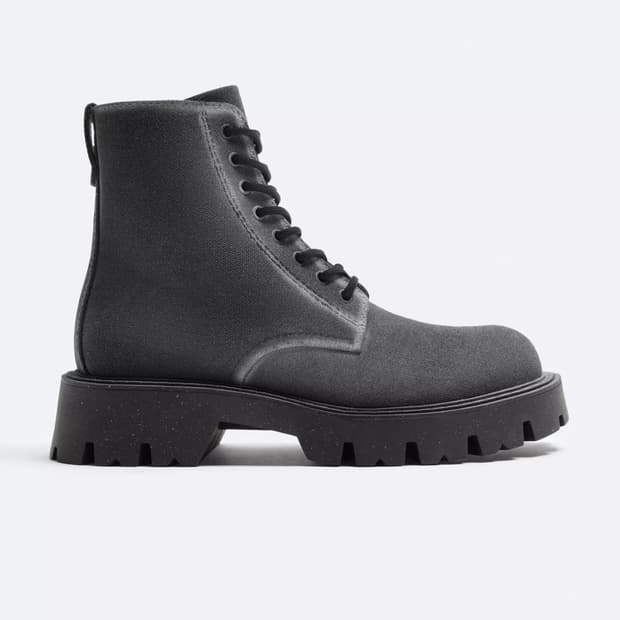 Zara 자라 워커, 부츠, 패브릭 레이스업 부츠