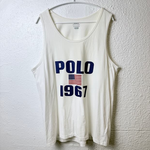 폴로 랄프로렌 POLO& 성조기 프린트 슬리브리스 나시티