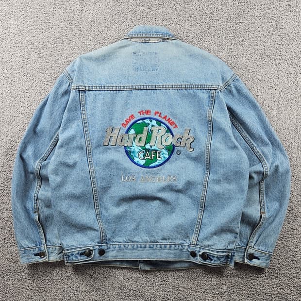 하드락카페 자수 백로고 데님 트러커 자켓 ( S ) / 8737