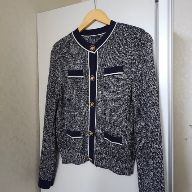 시슬리 트위드 니트 가디건