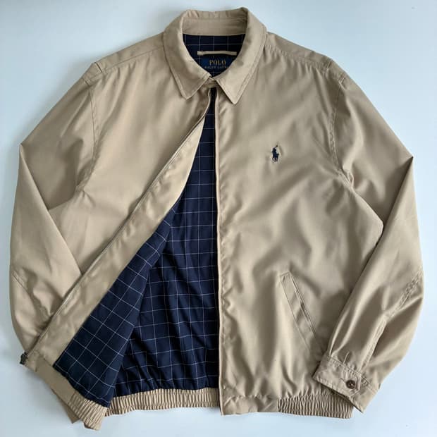 Polo 폴로 릴프로렌 베이지 안감 체크 폴리쉘 자켓