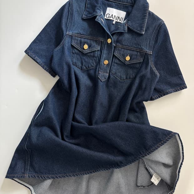 GANNI 가니 데님 미디 원피스