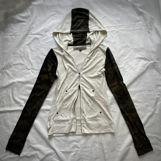 Cookjeans 아카이브 스터드 2way 배색 카모 후드집업 락시크