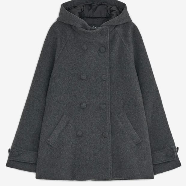 허그유어스킨 후드 하프 코트 차콜