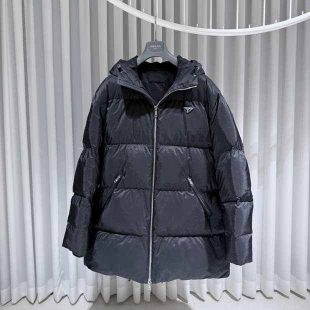 XXXL / 프라다 로고 블랙 롱 파카 패딩