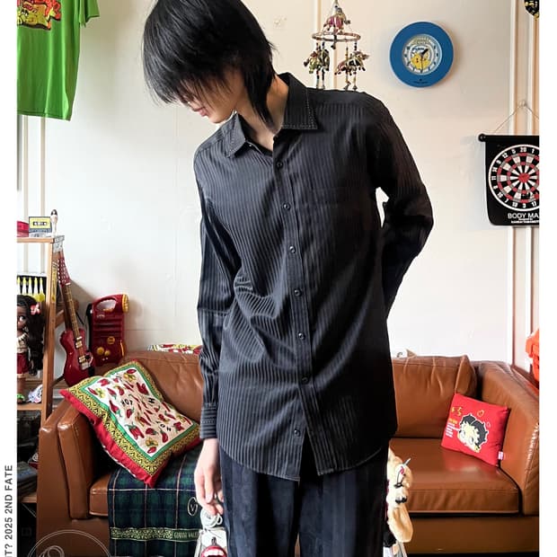 80-90s Pierre Cardin Black Stripe Shirt