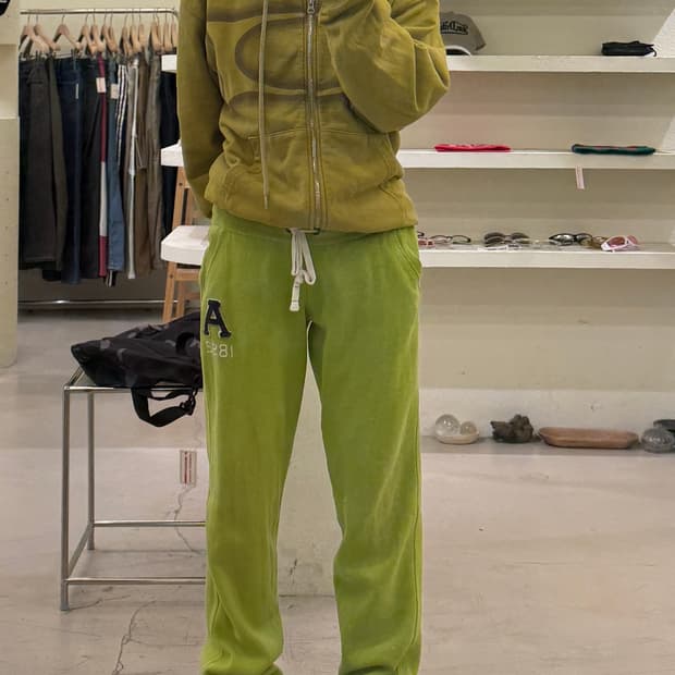 아베크롬비 A로고 자수 조거팬츠 그린 U1358