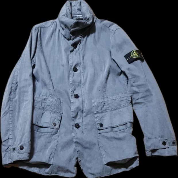 스톤아일랜드 빈티지 하이넥 린넨 후드 자켓