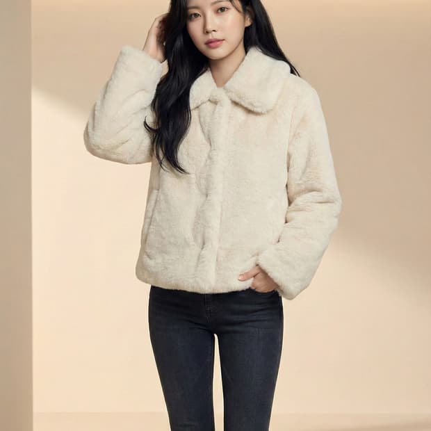 오디네르(ordinaire) 라운드 카라 에코 퍼 자켓